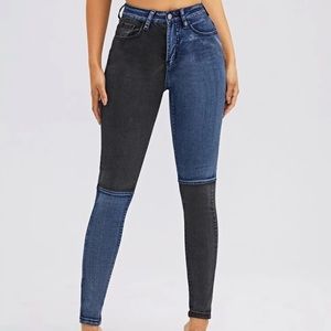 Shein Color Block High Stretch Skinny Jeans